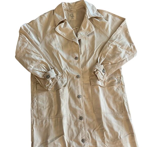 Free People We The Free Khaki Perry Military Duster Trench Coat NWOT- S - Picture 7 of 13